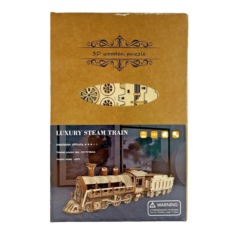 Luxury Steam Train 3D Wooden Puzzles Mechanical Model Kits New Factory Sealed